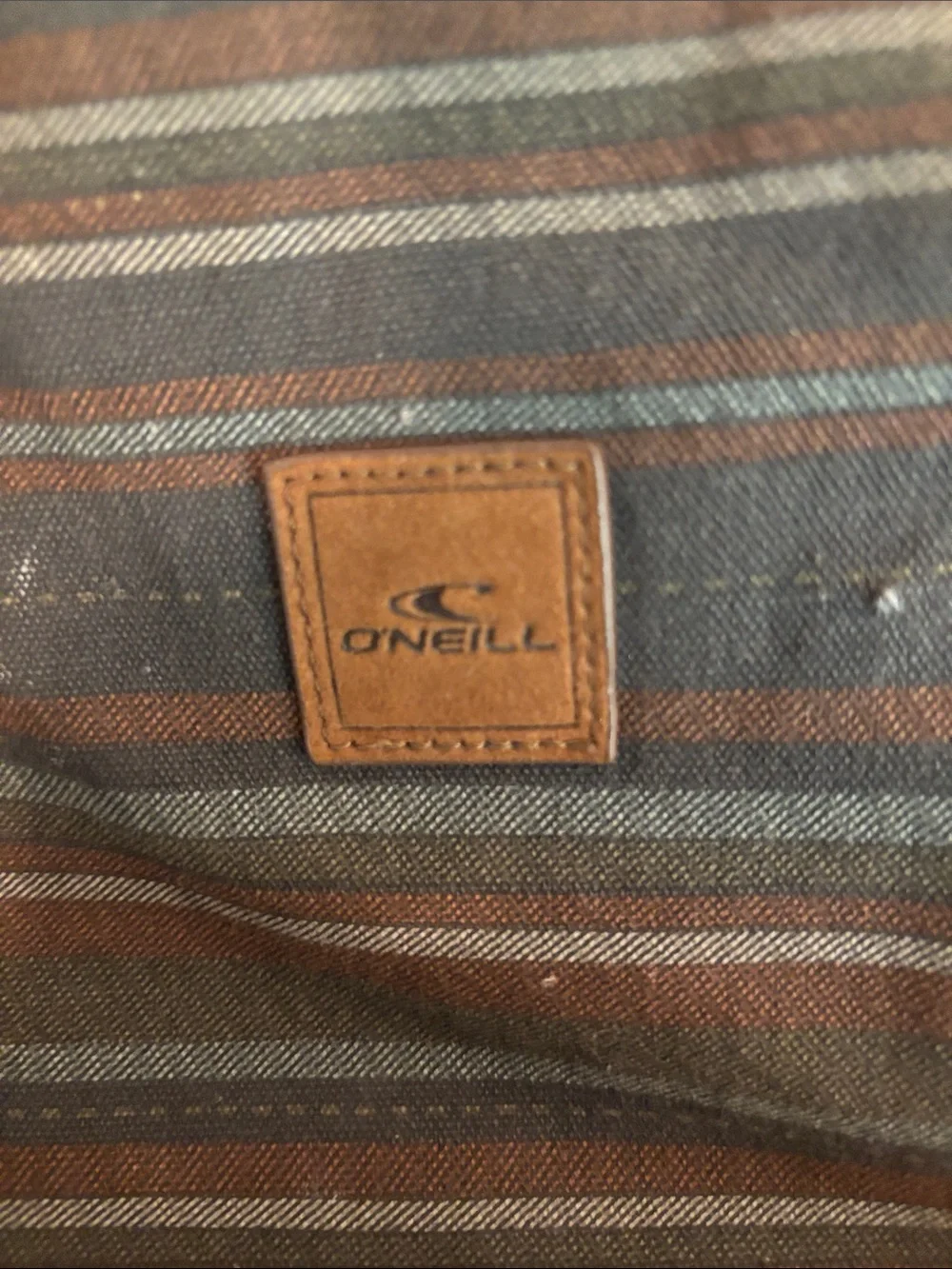 Vintage O’Neill Striped Canvas Backpack with Tan Suede Base